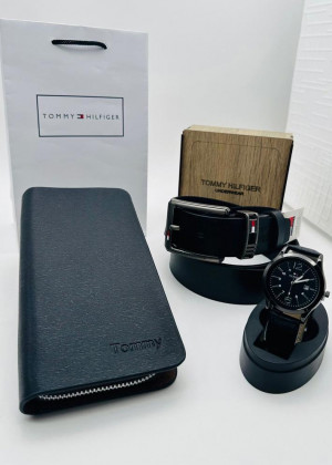 Подарочный набор для мужчины ремень, кошелек, часы + коробка 2130000