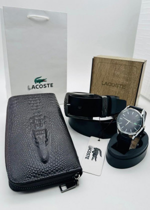 Подарочный набор для мужчины ремень, кошелек, часы + коробка 2130003