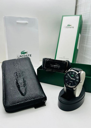 Подарочный набор для мужчины ремень, кошелек, часы + коробка 2130013