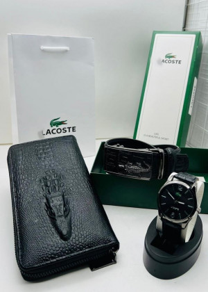 Подарочный набор для мужчины ремень, кошелек, часы + коробка 2130015