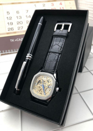Подарочный набор для мужчины часы, ручка + коробка 2130020